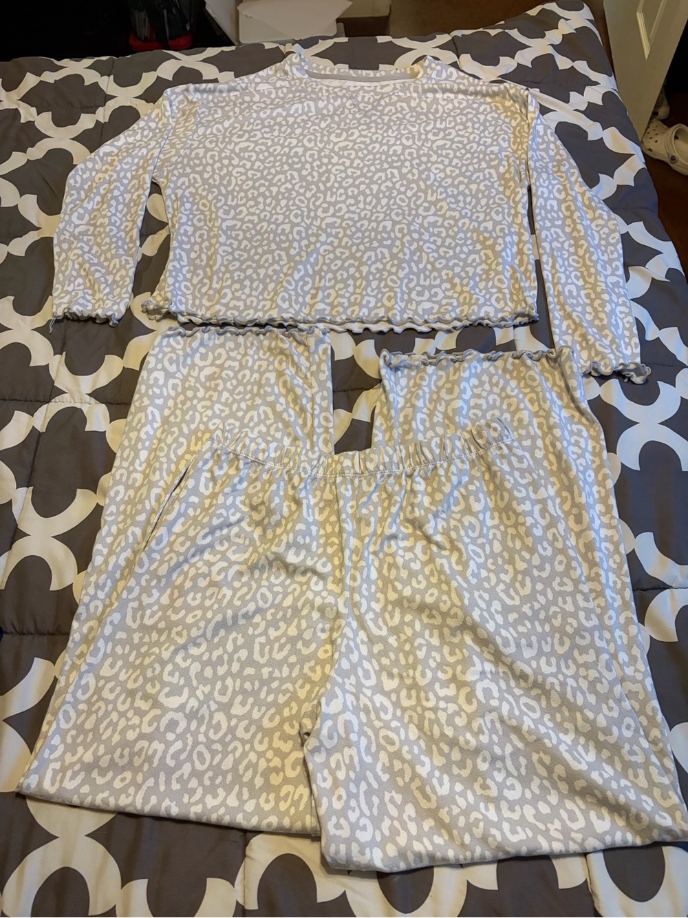Sonoma Cream and White Leopard Print Pajama Set
